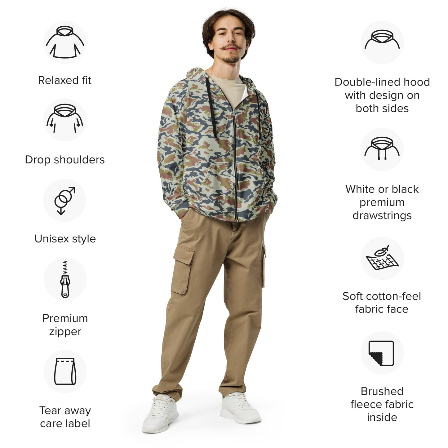 Russian KLMK Spetsnaz Tundra CAMO Unisex zip hoodie Zip Hoodies