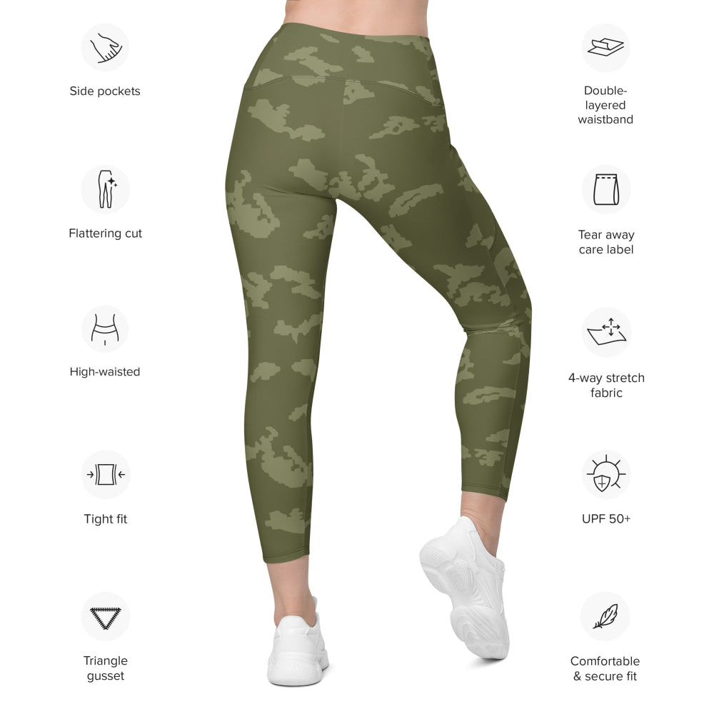 Russian KLMK Sunray Olive Drab CAMO Leggings with pockets - Womens With Pockets