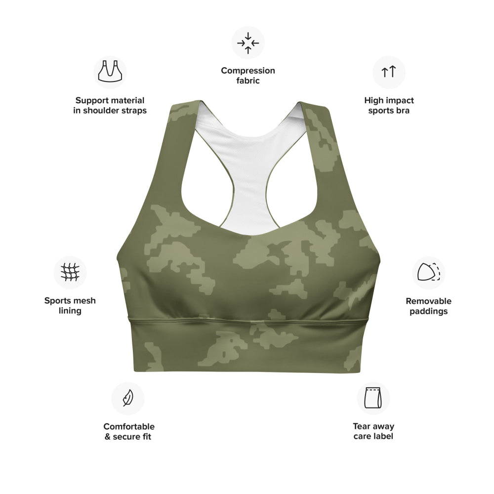 Russian KLMK Sunray Olive Drab CAMO Longline sports bra - Womens Sports Bra