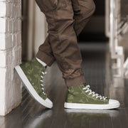KLMK Sunray Olive Drab CAMO Mens High-Top Canvas Shoes - White / 5