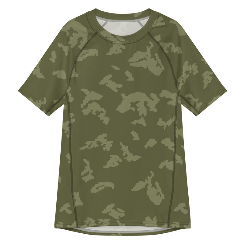 KLMK Sunray Olive Drab CAMO Mens Short-Sleeve Rash Guard - 2XS - SS
