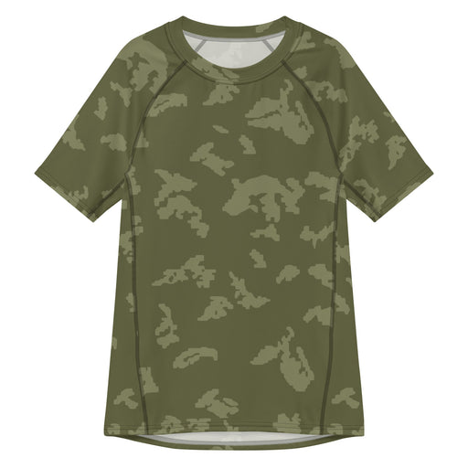 KLMK Sunray Olive Drab CAMO Mens Short-Sleeve Rash Guard - 2XS - SS