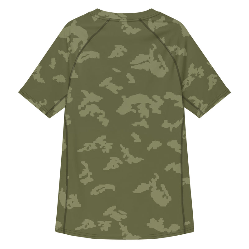 KLMK Sunray Olive Drab CAMO Mens Short-Sleeve Rash Guard - SS