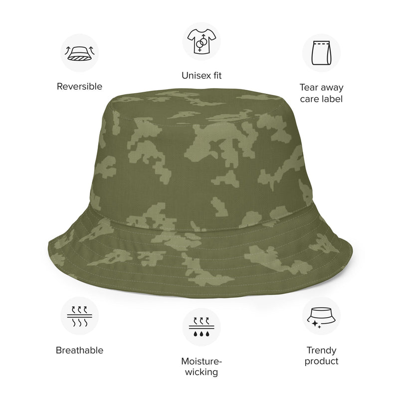 KLMK Sunray Olive Drab CAMO Reversible Bucket Hat - Head