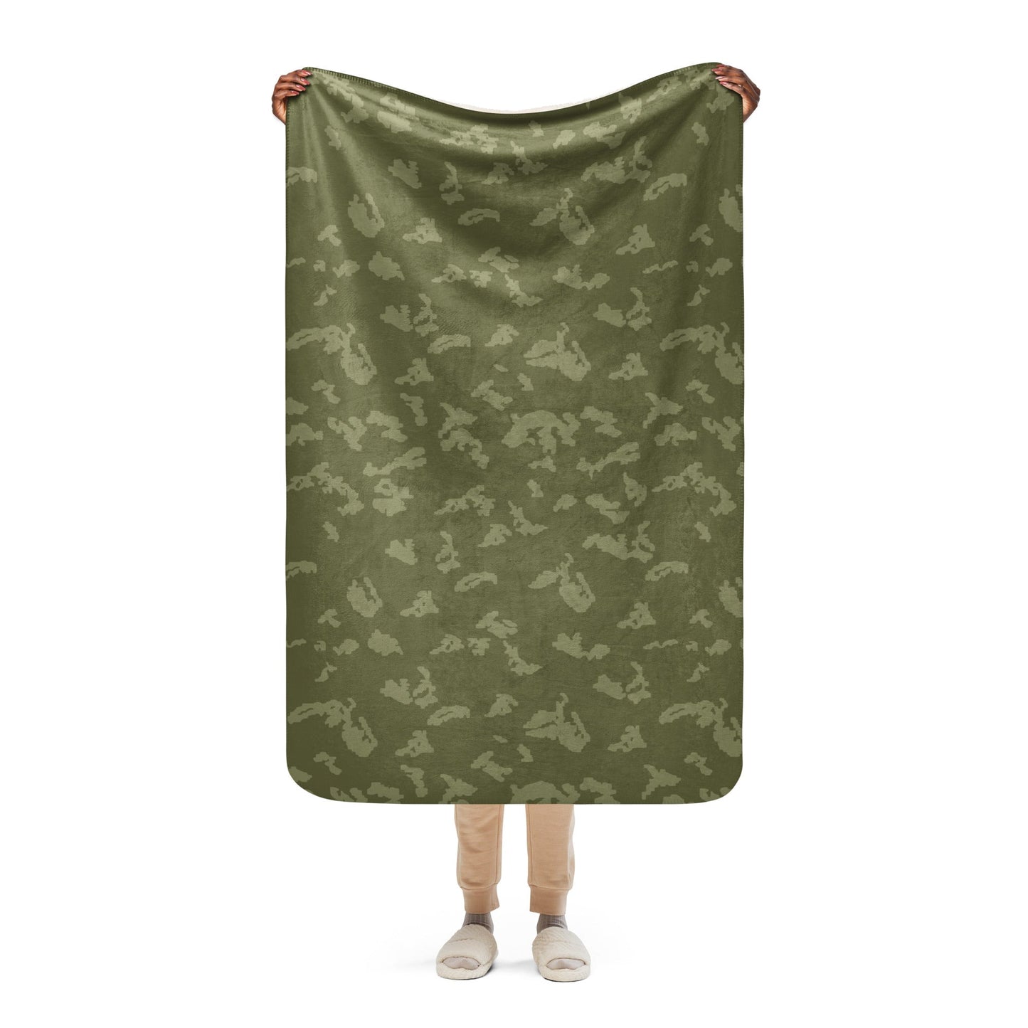 Russian KLMK Sunray Olive Drab CAMO Sherpa Blanket - 37″×57″