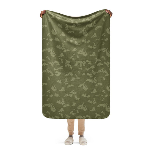 KLMK Sunray Olive Drab CAMO Sherpa Blanket - 37″×57″