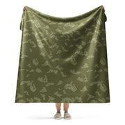KLMK Sunray Olive Drab CAMO Sherpa Blanket - 60″×80″