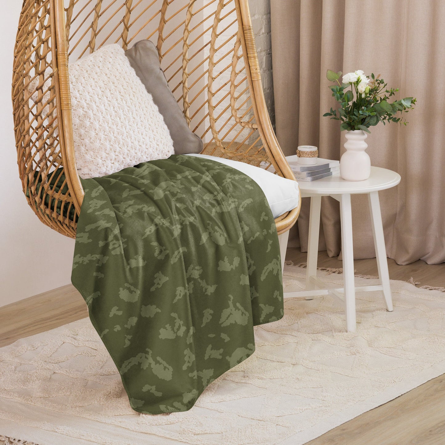 Russian KLMK Sunray Olive Drab CAMO Sherpa Blanket