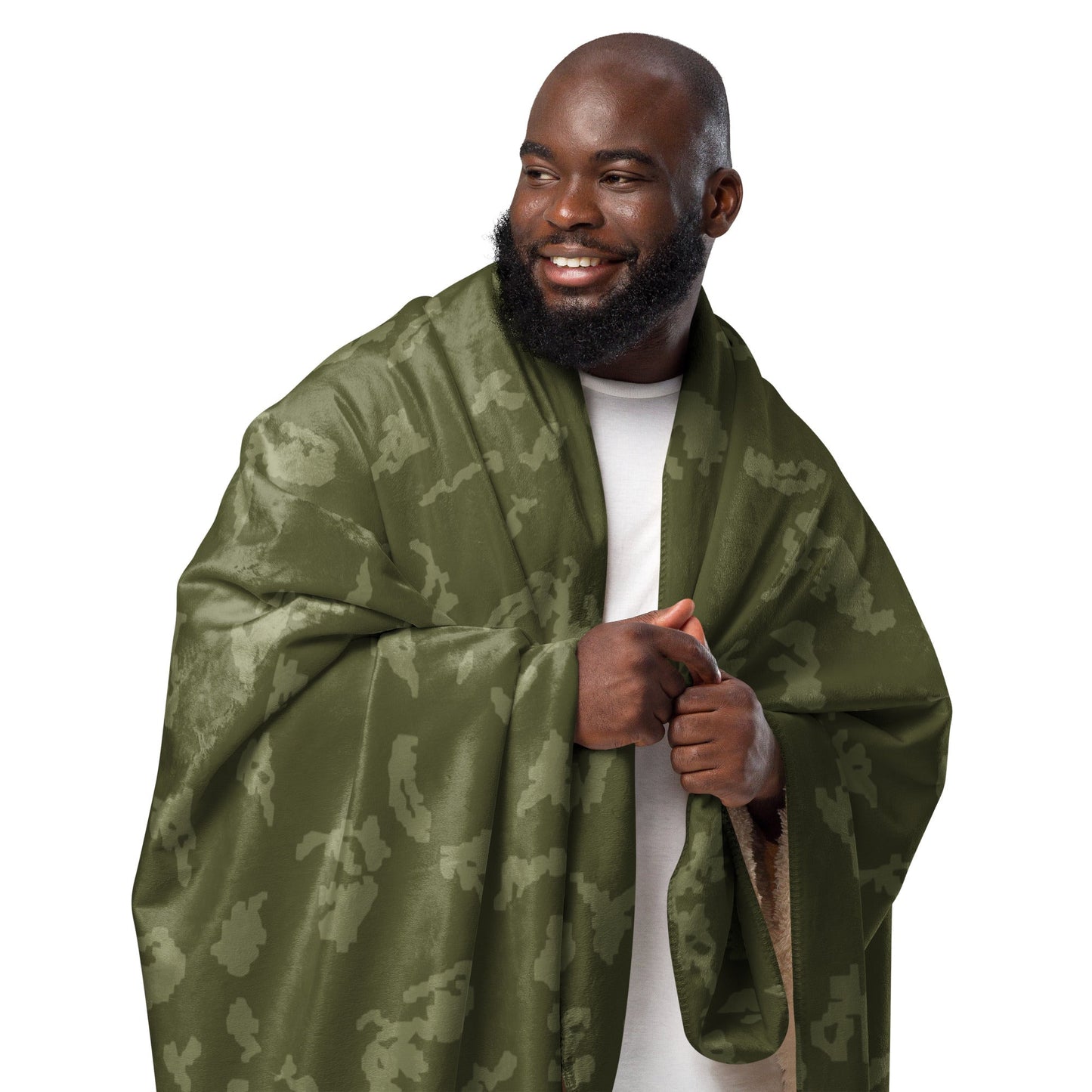 Russian KLMK Sunray Olive Drab CAMO Sherpa Blanket