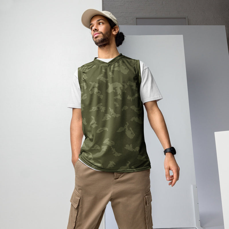 KLMK Sunray Olive Drab CAMO Unisex Basketball Jersey - 2XS