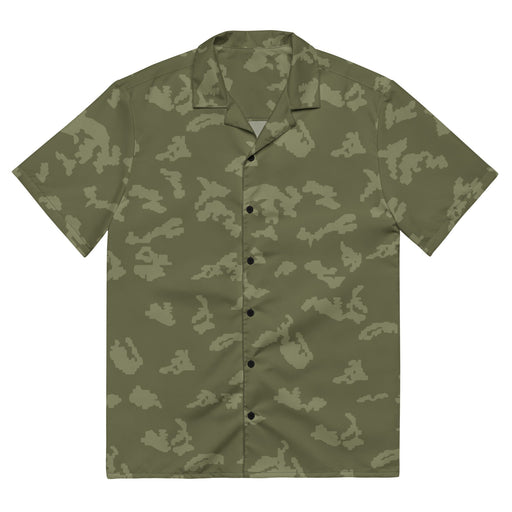 KLMK Sunray Olive Drab CAMO Unisex Short-Sleeve Button Shirt - 2XS - Button-Up