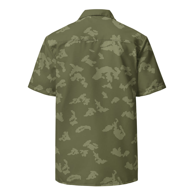 KLMK Sunray Olive Drab CAMO Unisex Short-Sleeve Button Shirt - Button-Up