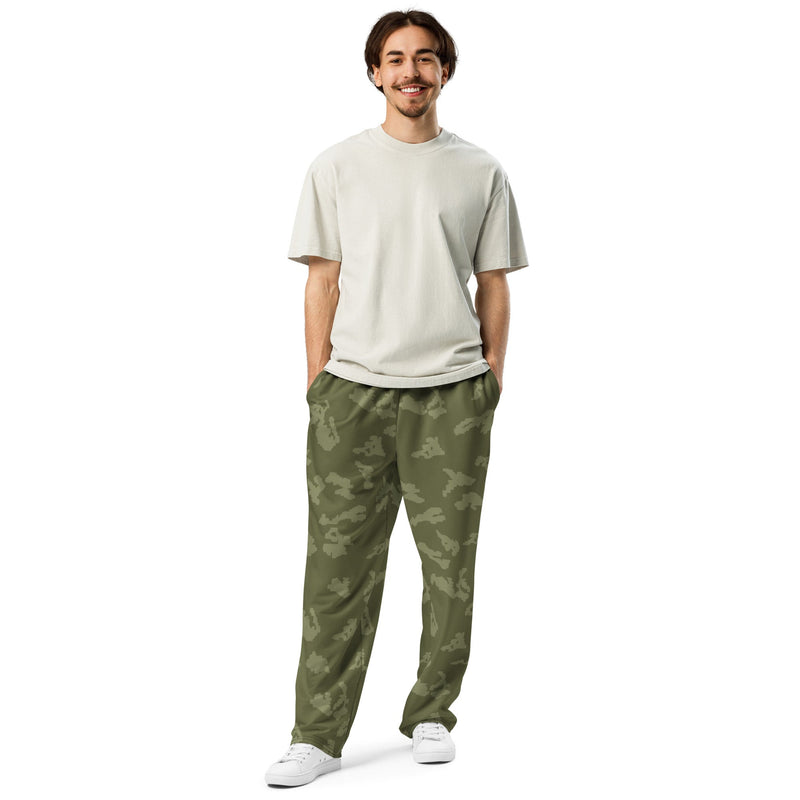 KLMK Sunray Olive Drab CAMO Unisex Wide-Leg Joggers