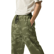 KLMK Sunray Olive Drab CAMO Unisex Wide-Leg Joggers