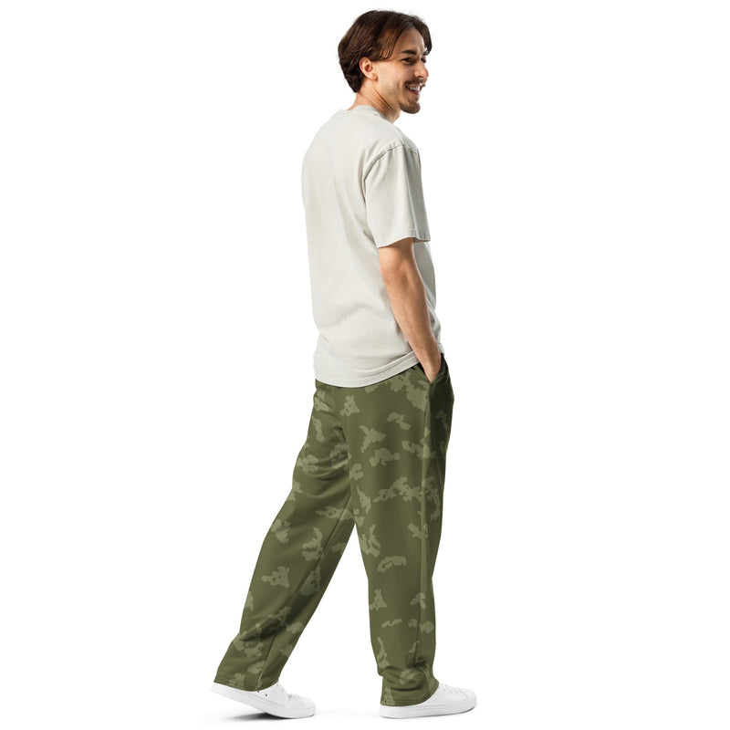 KLMK Sunray Olive Drab CAMO Unisex Wide-Leg Joggers