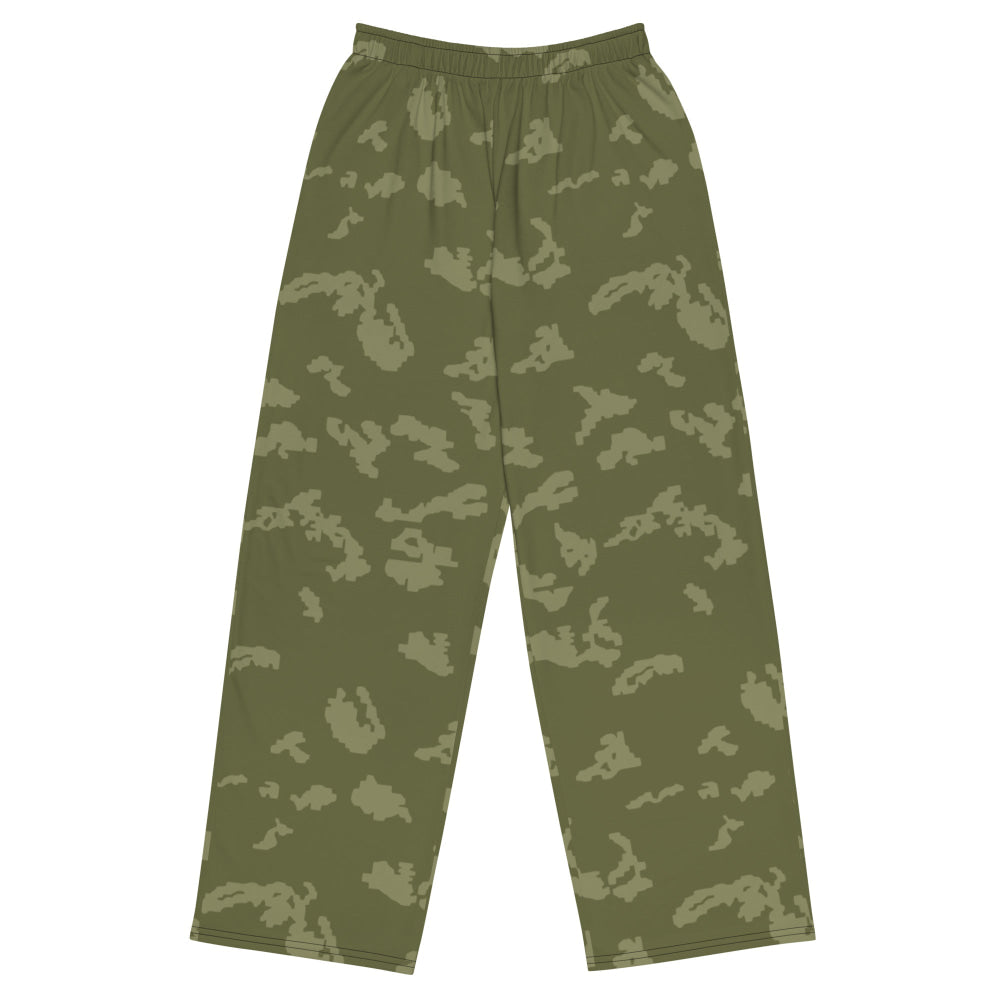 Russian KLMK Sunray Olive Drab CAMO unisex wide-leg pants - 2XS - Unisex Wide-Leg Pants