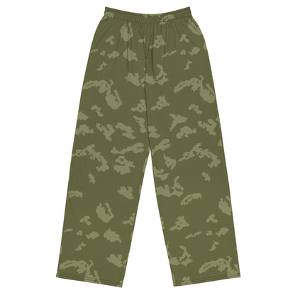 Russian KLMK Sunray Olive Drab CAMO unisex wide-leg pants - 2XS - Unisex Wide-Leg Pants