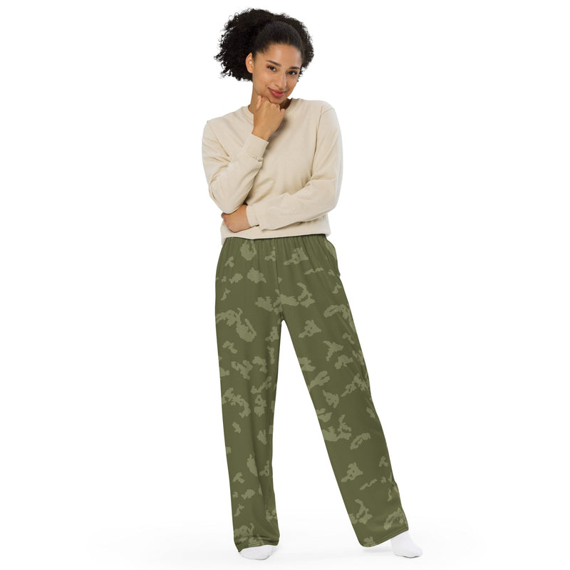 KLMK Sunray Olive Drab CAMO Unisex Wide-Leg Leisure Pants - Pant