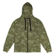 KLMK Sunray Olive Drab CAMO Unisex Zip Hoodie - 2XS