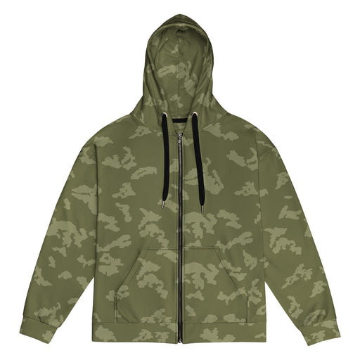KLMK Sunray Olive Drab CAMO Unisex Zip Hoodie - 2XS