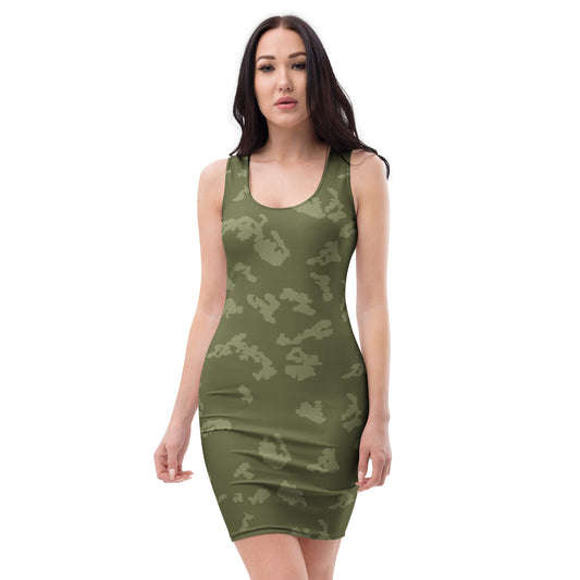 Russian KLMK Sunray Olive Drab CAMO Womens Bodycon Dress - XS