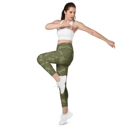 Russian KLMK Sunray Olive Drab CAMO Womens Leggings with Pockets