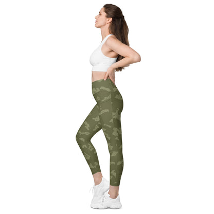 Russian KLMK Sunray Olive Drab CAMO Womens Leggings with Pockets