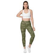KLMK Sunray Olive Drab CAMO Womens Leggings with Pockets - Women