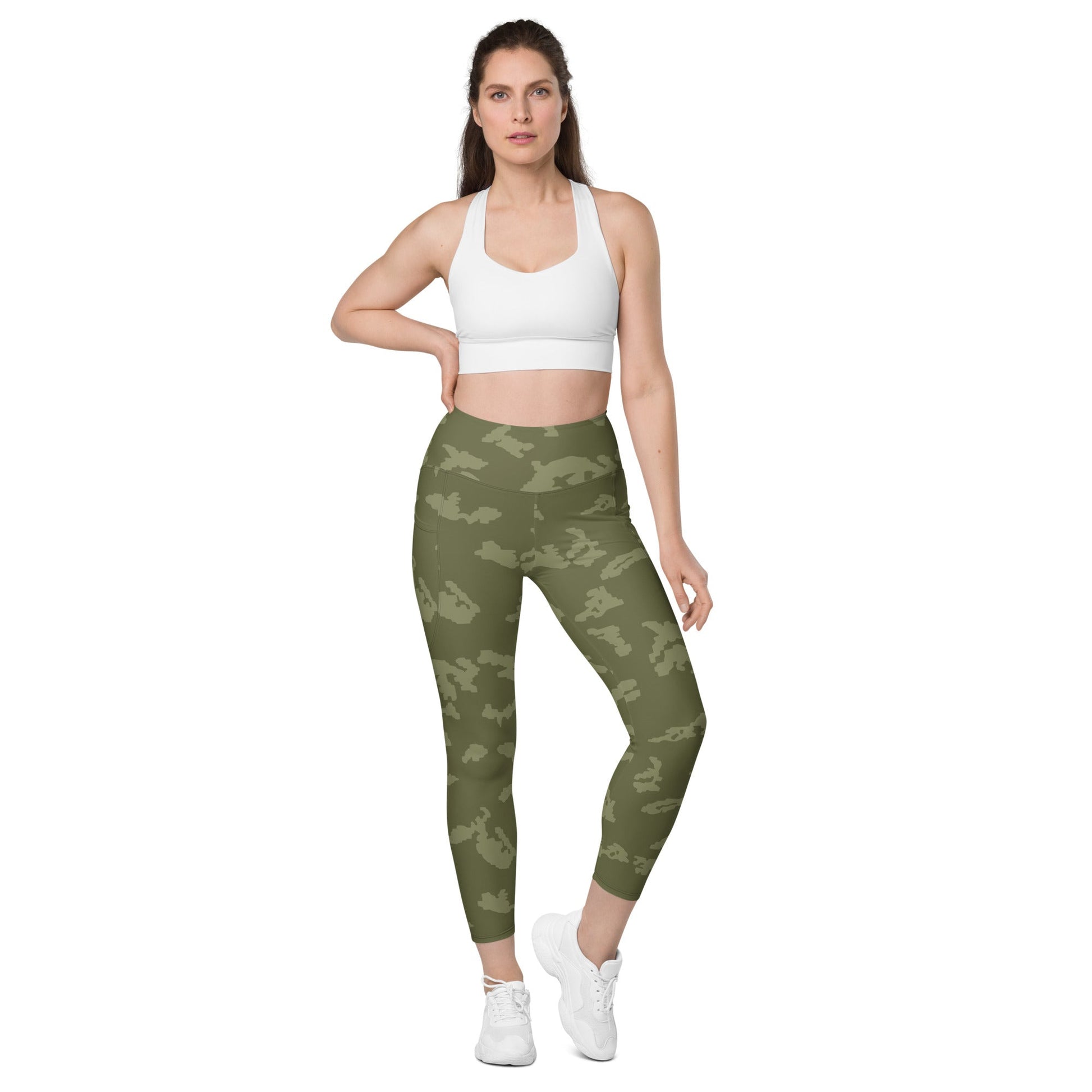 Russian KLMK Sunray Olive Drab CAMO Womens Leggings with Pockets