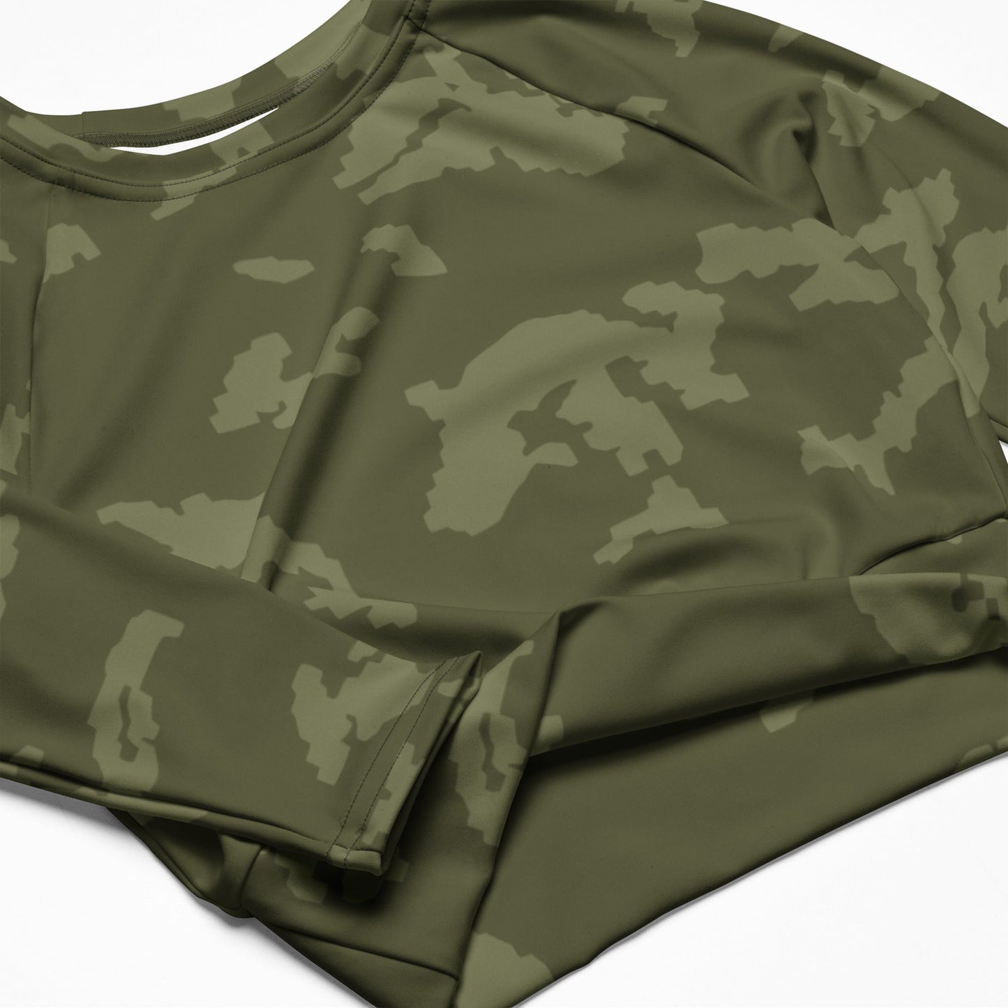 Russian KLMK Sunray Olive Drab CAMO Womens Long-Sleeve Crop Top