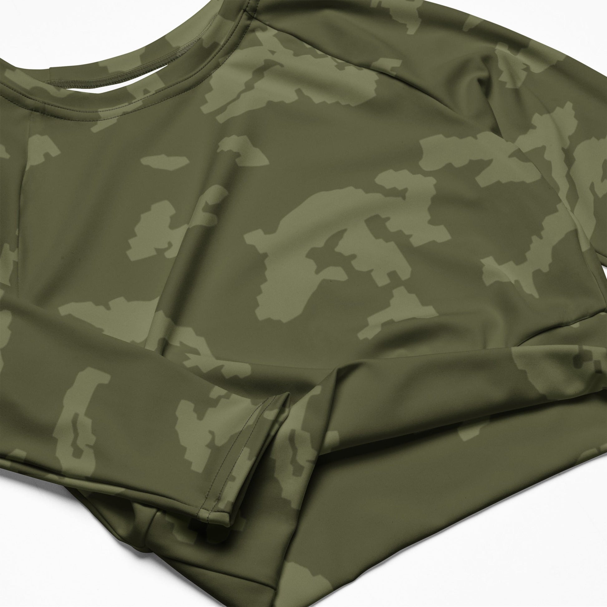 Russian KLMK Sunray Olive Drab CAMO Womens Long-Sleeve Crop Top