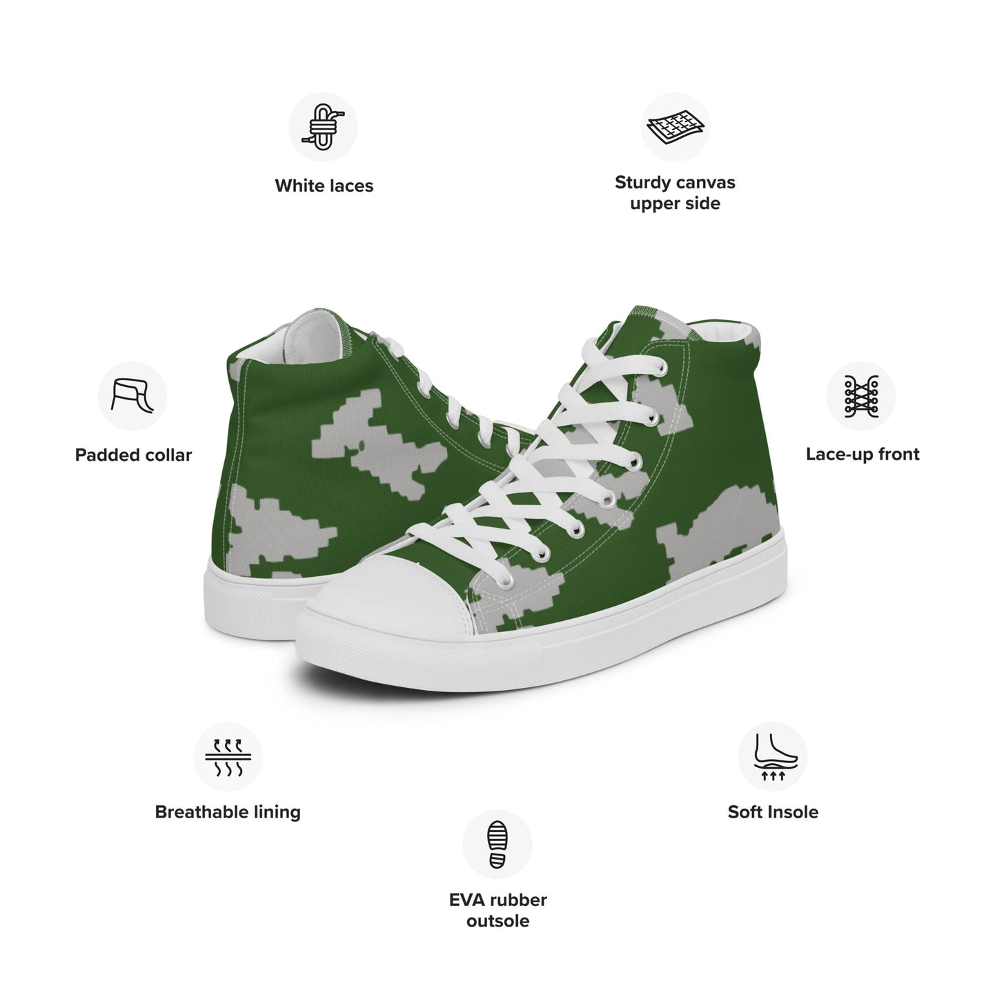 Russian KLMK Sunray Serebryanyi CAMO Mens High-Top Canvas Shoes