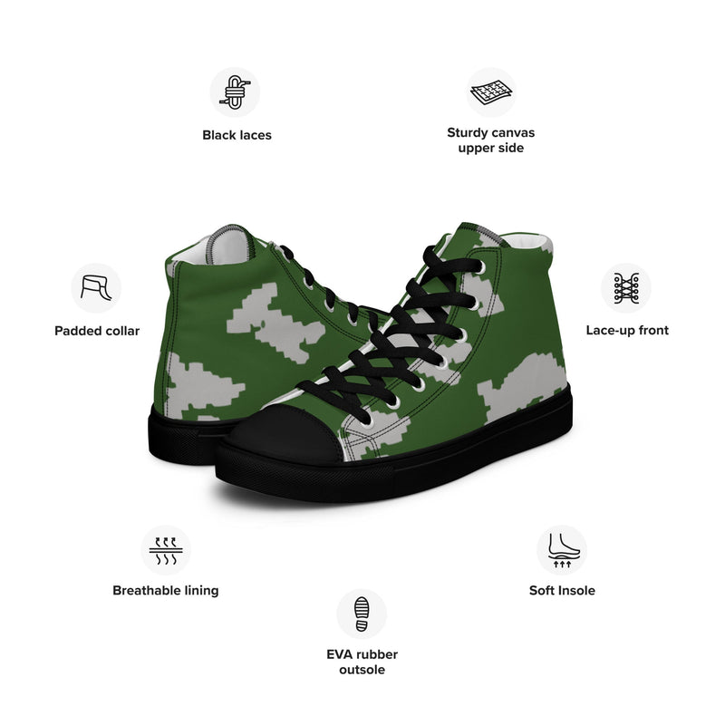 KLMK Sunray Silver Leaf CAMO Mens High-Top Canvas Shoes