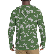 KLMK Sunray Silver Leaf CAMO Mens Sunscreen Sports Hoodie With Thumb Holes - S / White