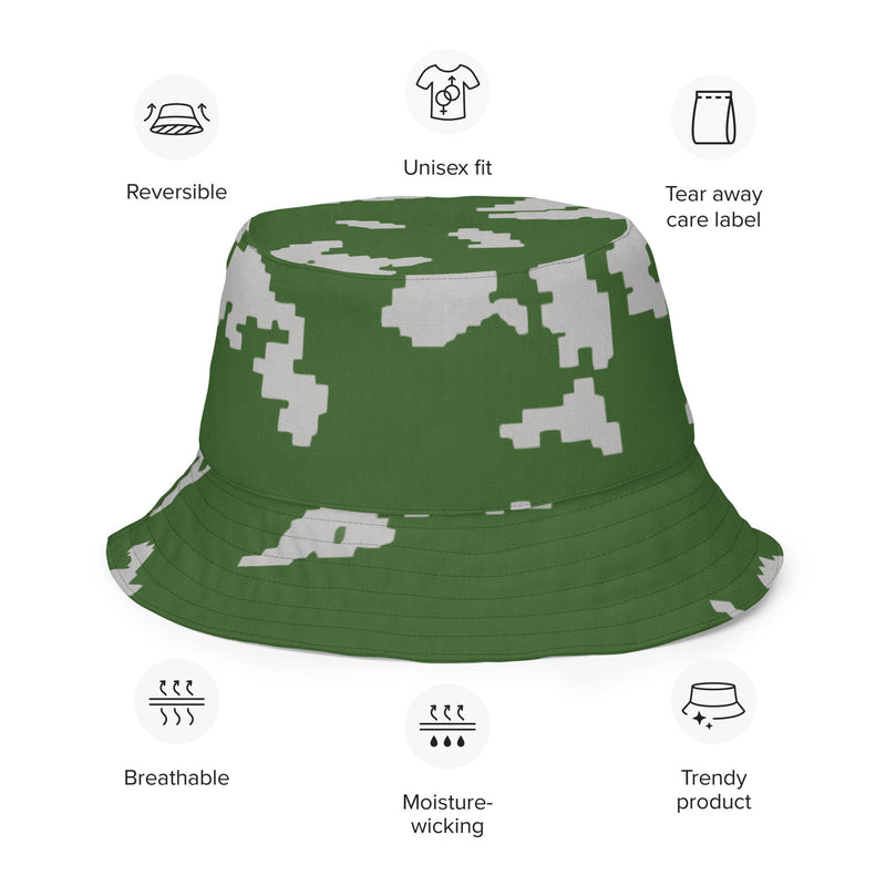 KLMK Sunray Silver Leaf CAMO Reversible Bucket Hat - Head