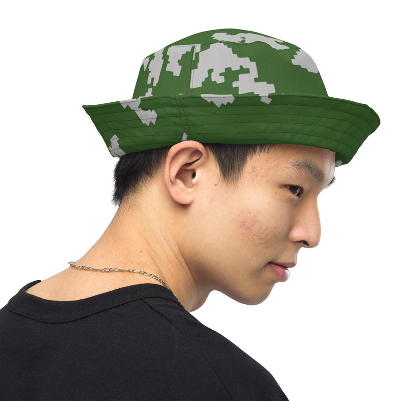 KLMK Sunray Silver Leaf CAMO Reversible Bucket Hat - Head