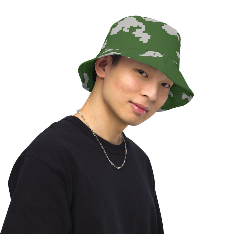 KLMK Sunray Silver Leaf CAMO Reversible Bucket Hat - Head