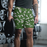 KLMK Sunray Silver Leaf CAMO Unisex Athletic Long Shorts - XS