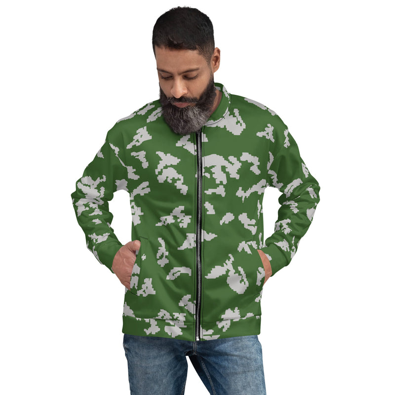 KLMK Sunray Silver Leaf CAMO Unisex Bomber Jacket