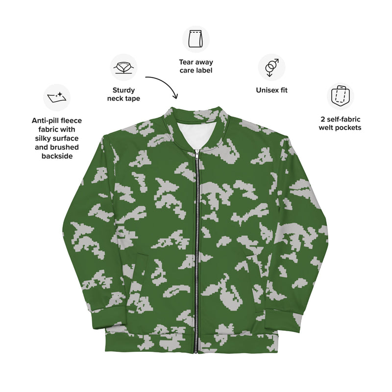 KLMK Sunray Silver Leaf CAMO Unisex Bomber Jacket