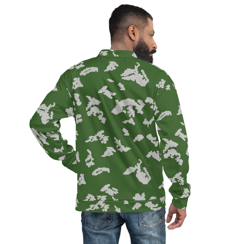 KLMK Sunray Silver Leaf CAMO Unisex Bomber Jacket