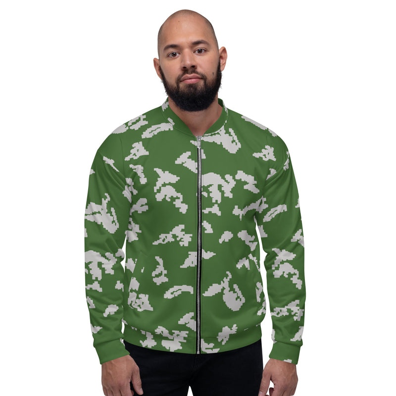 KLMK Sunray Silver Leaf CAMO Unisex Bomber Jacket