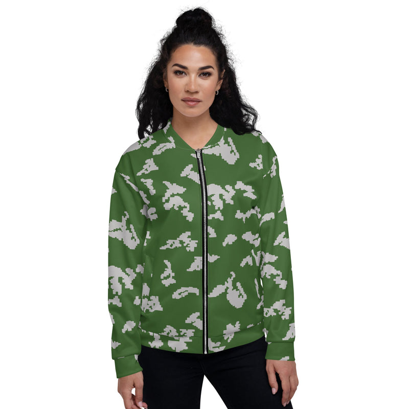 KLMK Sunray Silver Leaf CAMO Unisex Bomber Jacket