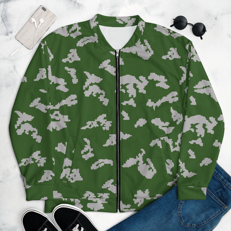 KLMK Sunray Silver Leaf CAMO Unisex Bomber Jacket - XS