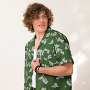 KLMK Sunray Silver Leaf CAMO Unisex Short-Sleeve Button Shirt - Button-Up