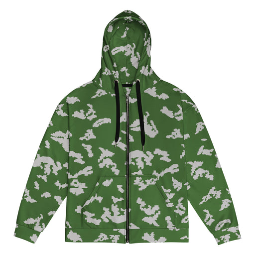 KLMK Sunray Silver Leaf CAMO Unisex Zip Hoodie - 2XS