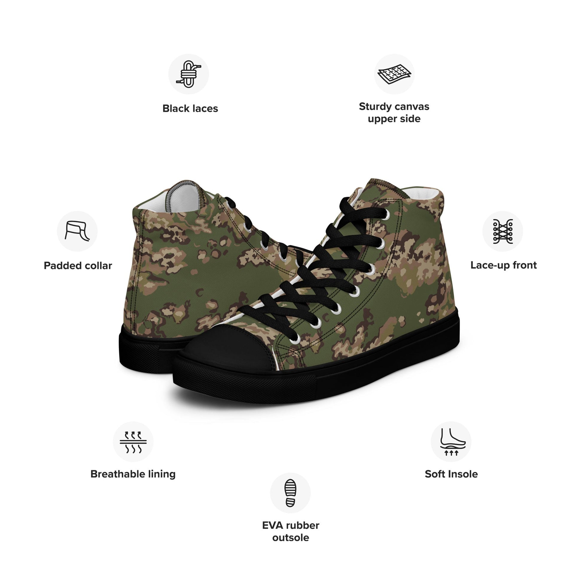 Russian Partizan Multi-terrain CAMO Mens high top canvas shoes - High Top Canvas Shoes