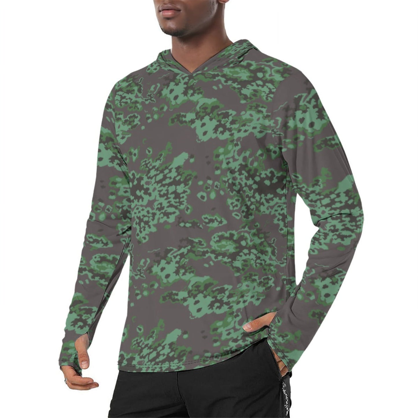 Russian Partizan Spring CAMO Mens Sunscreen Sports Hoodie With Thumb Holes - S / White