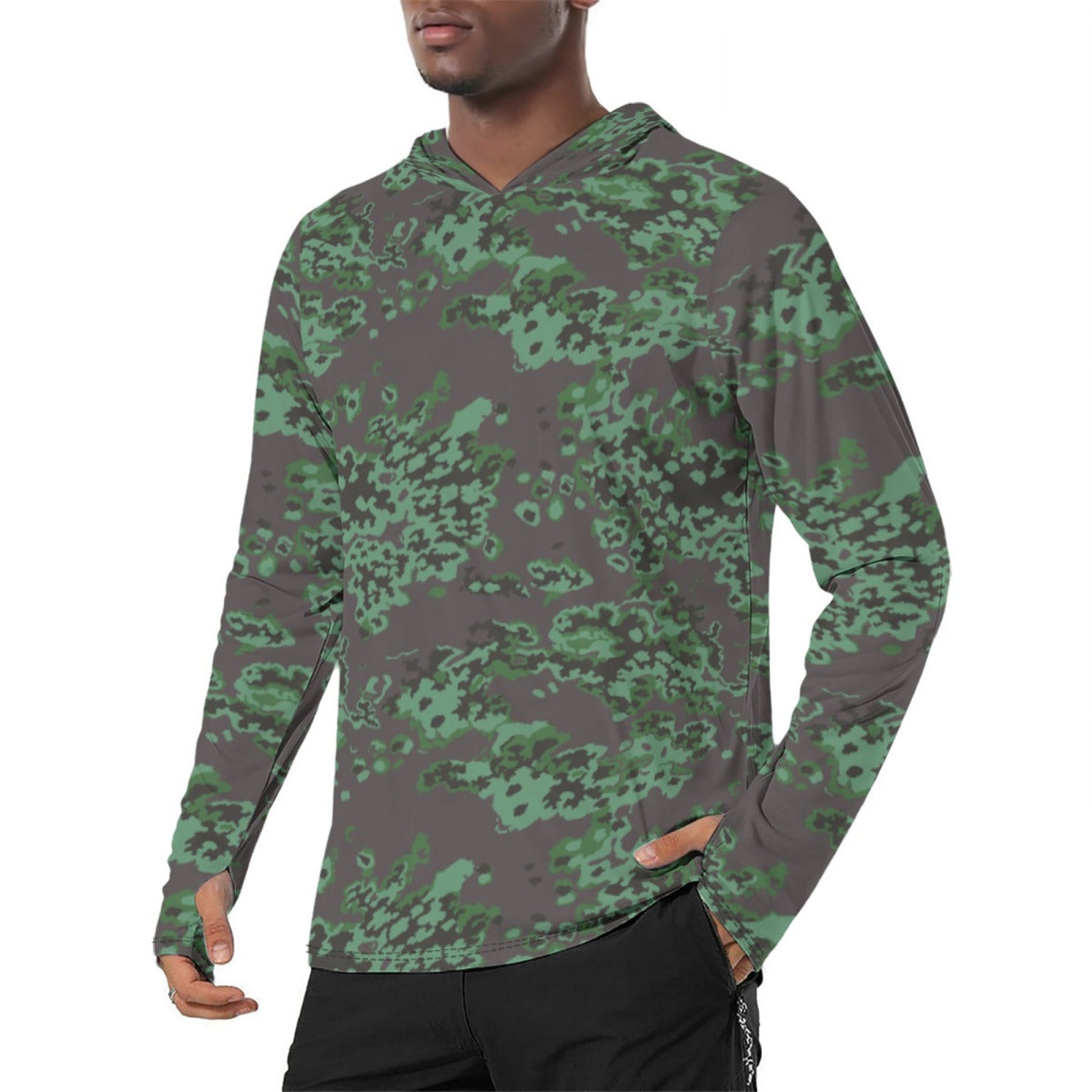Russian Partizan Spring CAMO Mens Sunscreen Sports Hoodie With Thumb Holes - S / White