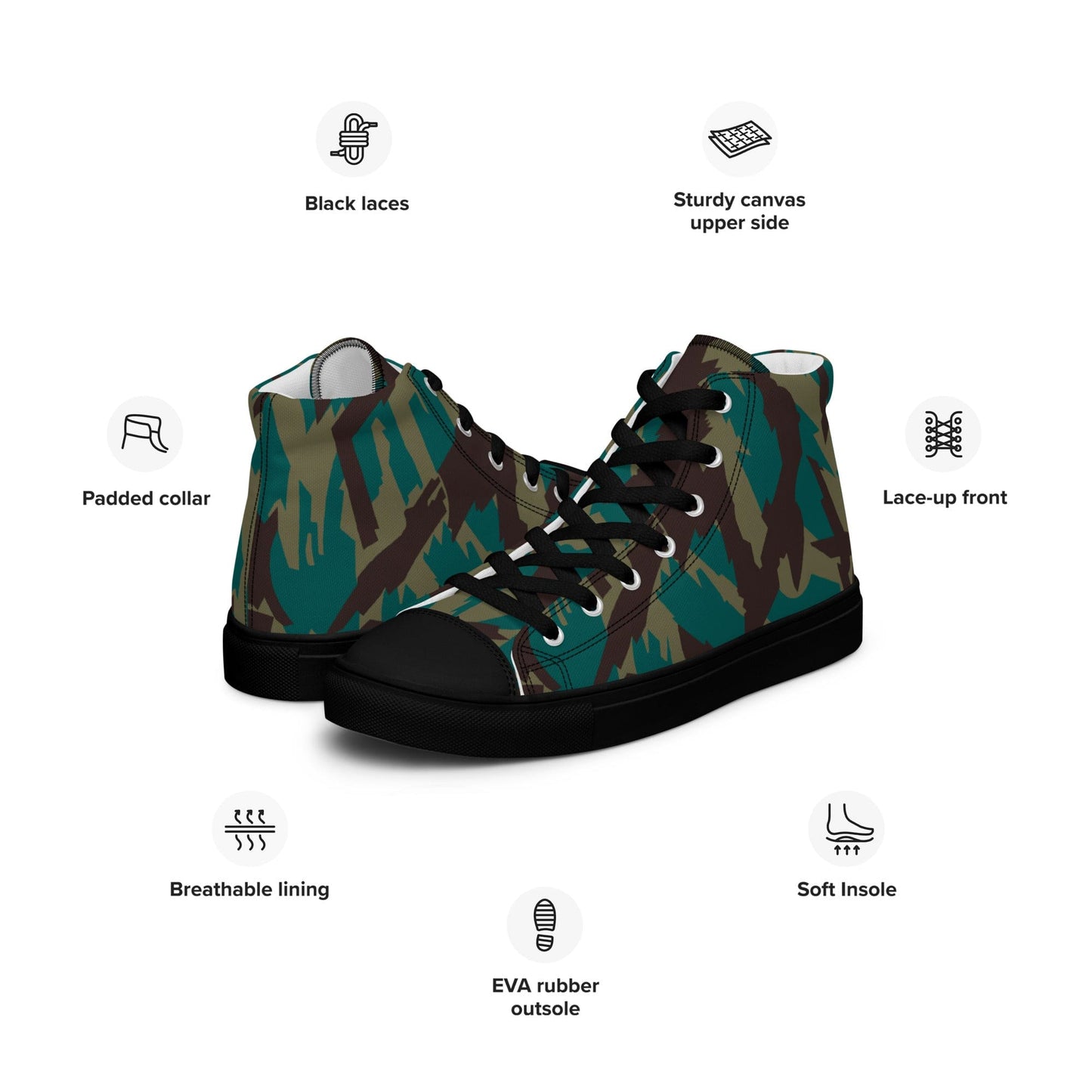 Russian Podlesok Reed Variant CAMO Men’s high top canvas shoes - Mens High Top Canvas Shoes